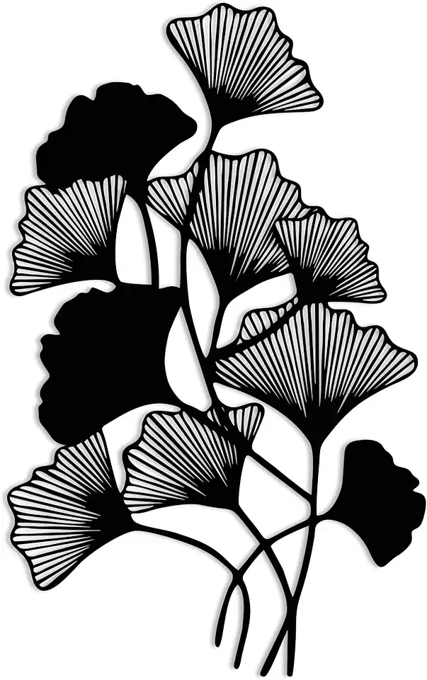 Slickss Metal Leaf Wall Decor - Ginkgo Leaf Wall Art, Black Metal Flowers Wall Decor, Above the Bed Wall Decor for Valentine'S Day, Housewarming and Birthdays (14.5"x9")