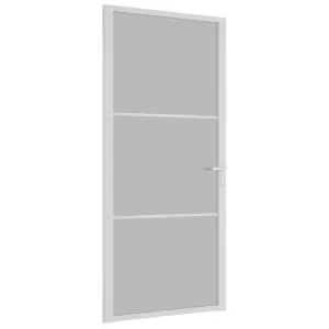 vidaXL puerta interior de vidrio y aluminio blanco mate 93x201,5 cm