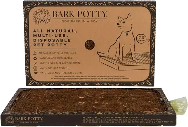 Bark Potty Standard Dog Potty Training Box - Disposable, Long-Lasting Pee Pad Litter Replacement - Leak Resistant, Multi-Use, Odor Neutralizing, Indoor/Outdoor…