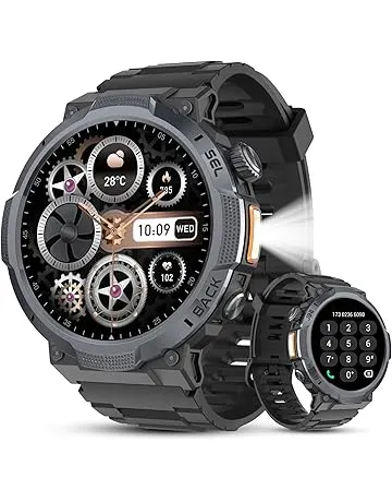 Military Smart Watches for Men(Answer/Make Calls), 1.53" HD Fitness Watch, Heart Rate Sleep Monitor, Smart Watch for Men,120+ Sport Modes, IP68 Waterproof Smartwatch for Android iOS, 30Day, Black
