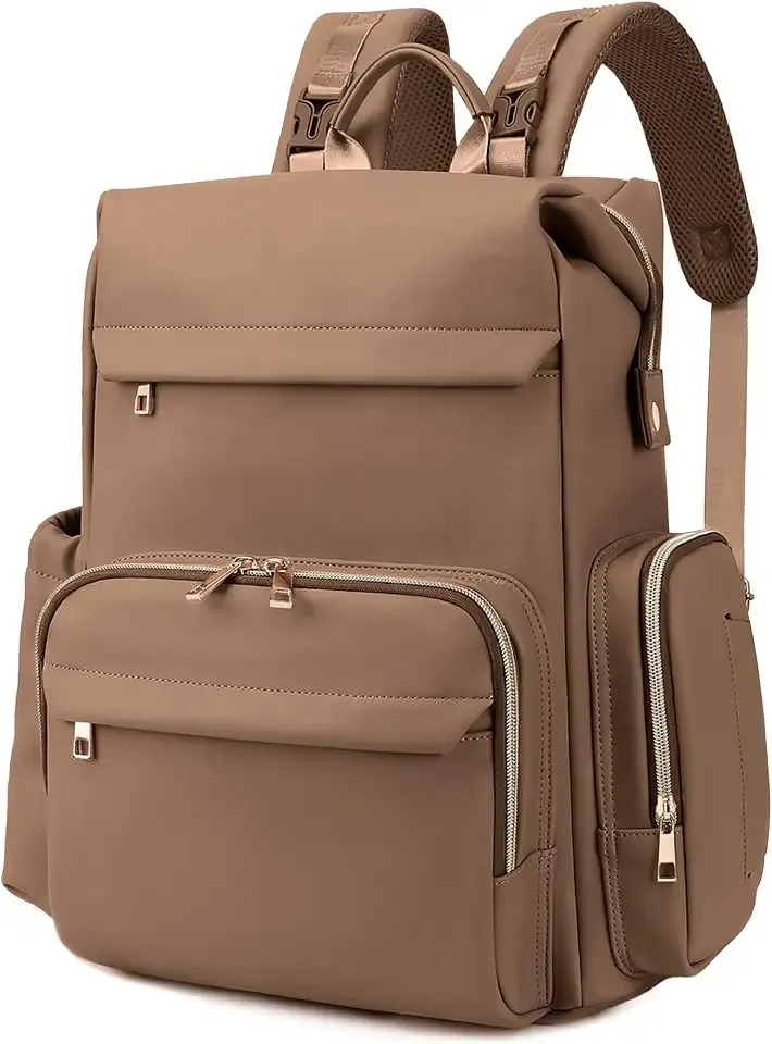 Large Capacity Diaper Bag Backpack with Changing Pad, Waterproof Baby Travel Backpack for Parents-Khaki