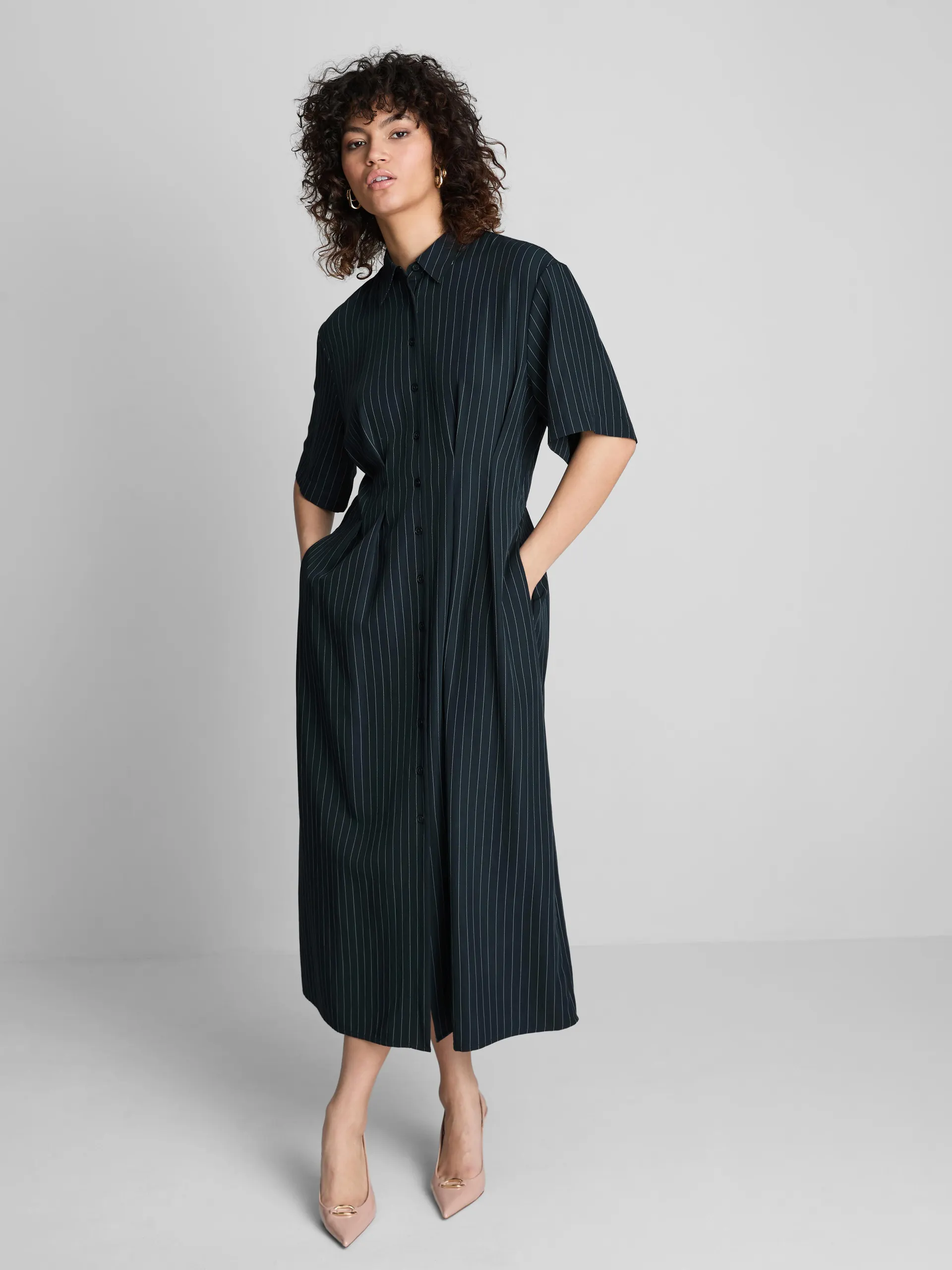 Robe-chemise mi-longue