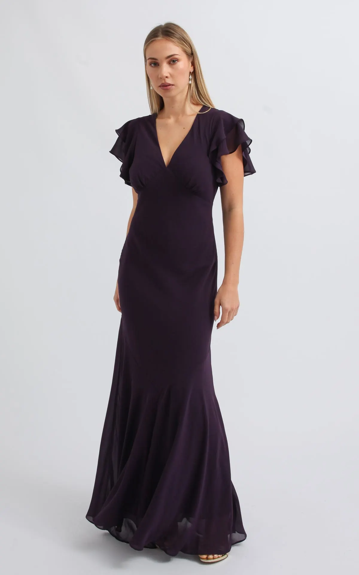 Chiffon Flutter Seam Detail Gown