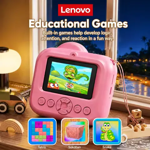 Lenovo Color Printing Camera Kids Instant Camera 1080P Digital Camera Print Photo Children Christmas Birthday Gift 1300mAh DY35