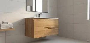 Conjunto Verona de mueble y encimera en medida 80 cm, acabado roble guadarrama con tirador directivo