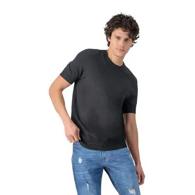 Playera Hummo Hombre Negra De Punto Cuello Redondo