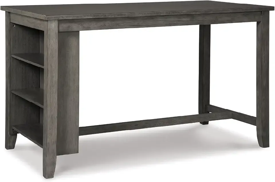 Signature Design by Ashley Caitbrook Counter Height Dining Table, Gray | Built-in side storage shelves, Veneers, wood and engineered wood construction, Kitchen island with seating