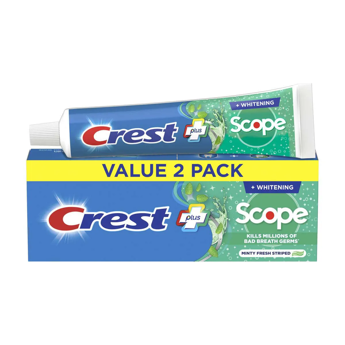 Crest Whitening Plus Scope Toothpaste , Minty Fresh, 5.4 oz, Pack of 2
