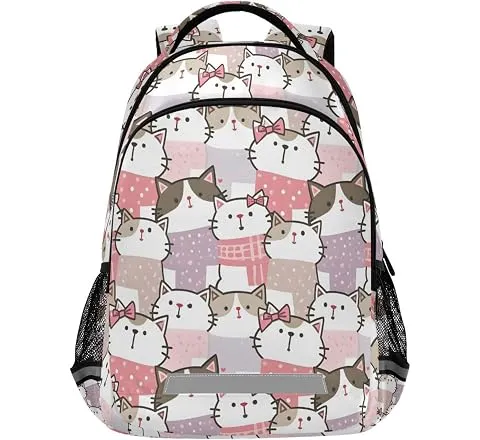 ALAZA Cute Cartoon Cat Kitten Print Backpacks Travel Laptop Daypack School Book Bag for Men Women Teens Kids