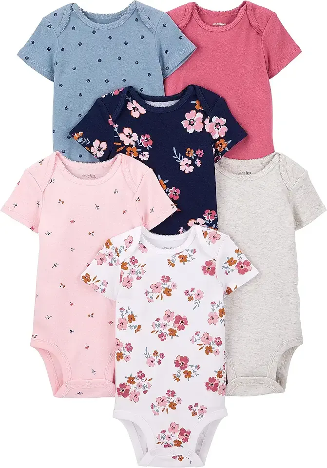 Baby Girls 6 Pack Short Sleeve Bodysuit