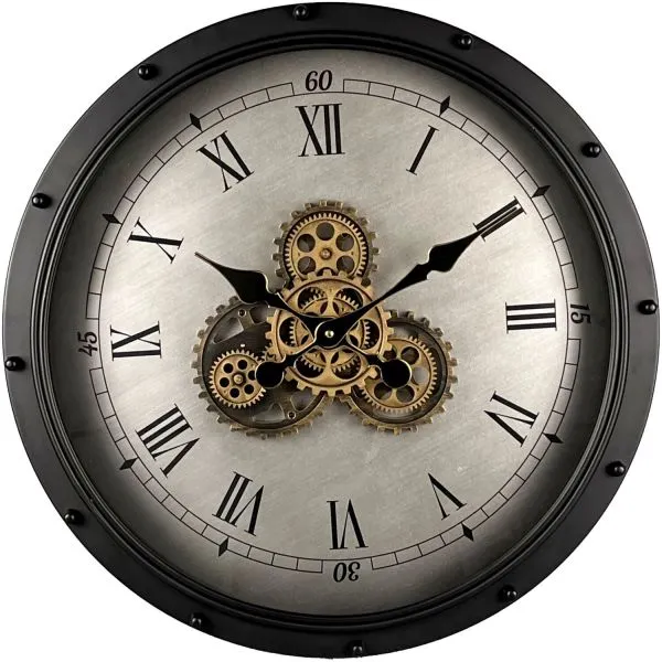 Klok Nimar metaal rond 60cm zwart beige dessin 41