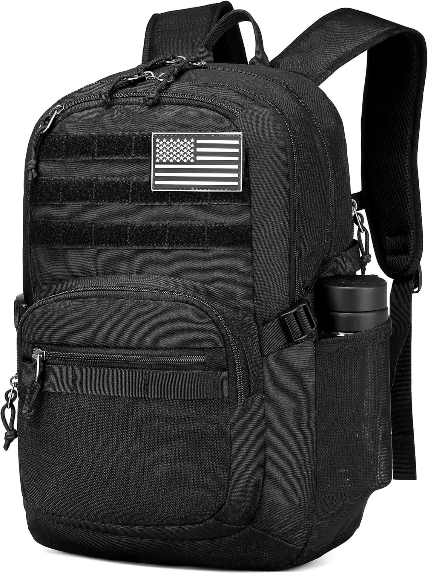 Wotony Military Tactical Backpack for Men Army 3 Days Assault Pack Bag with Molle System for Outdoor Adventures (Black, 25L)