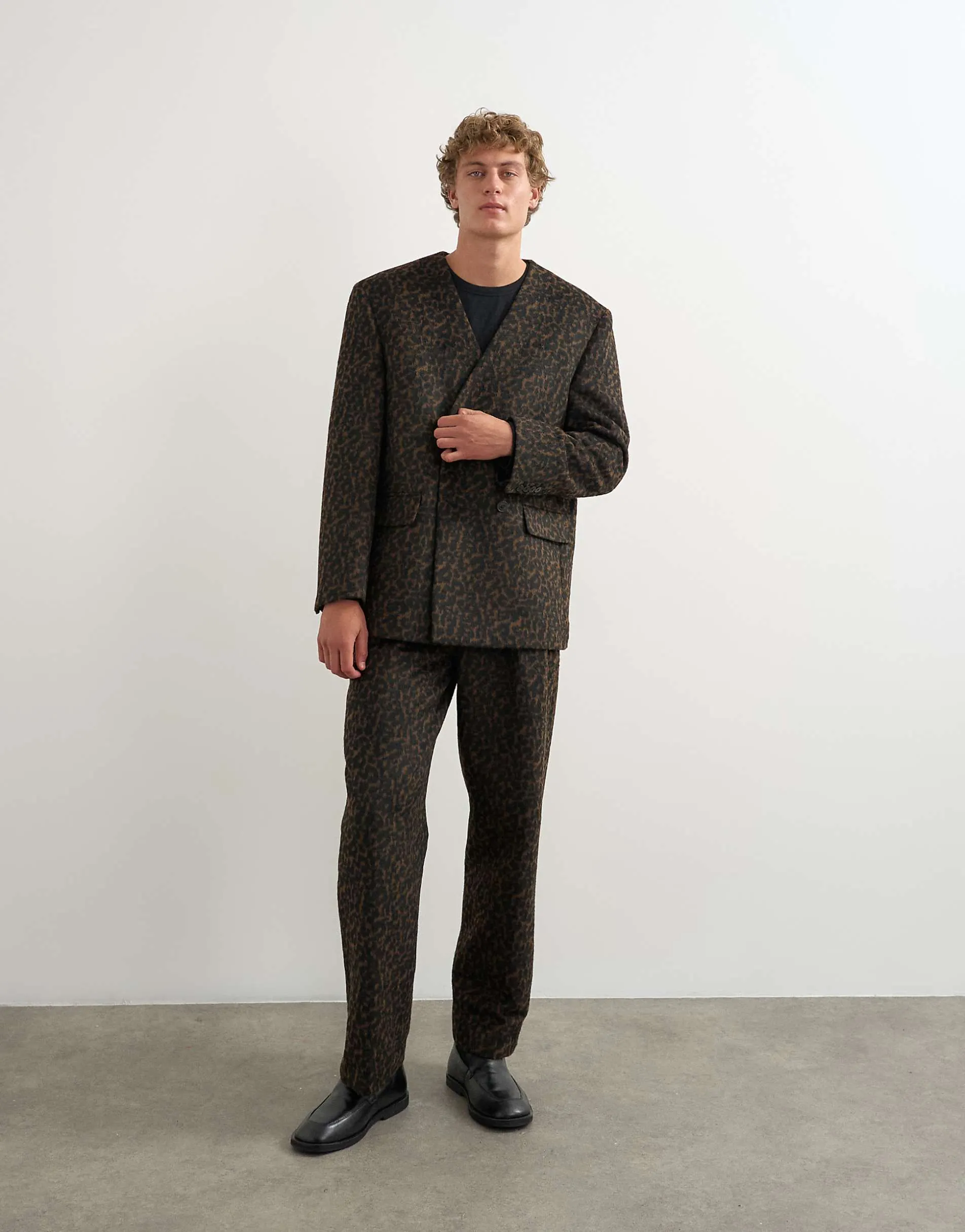 Topman wide leg leopard print trouser in brown