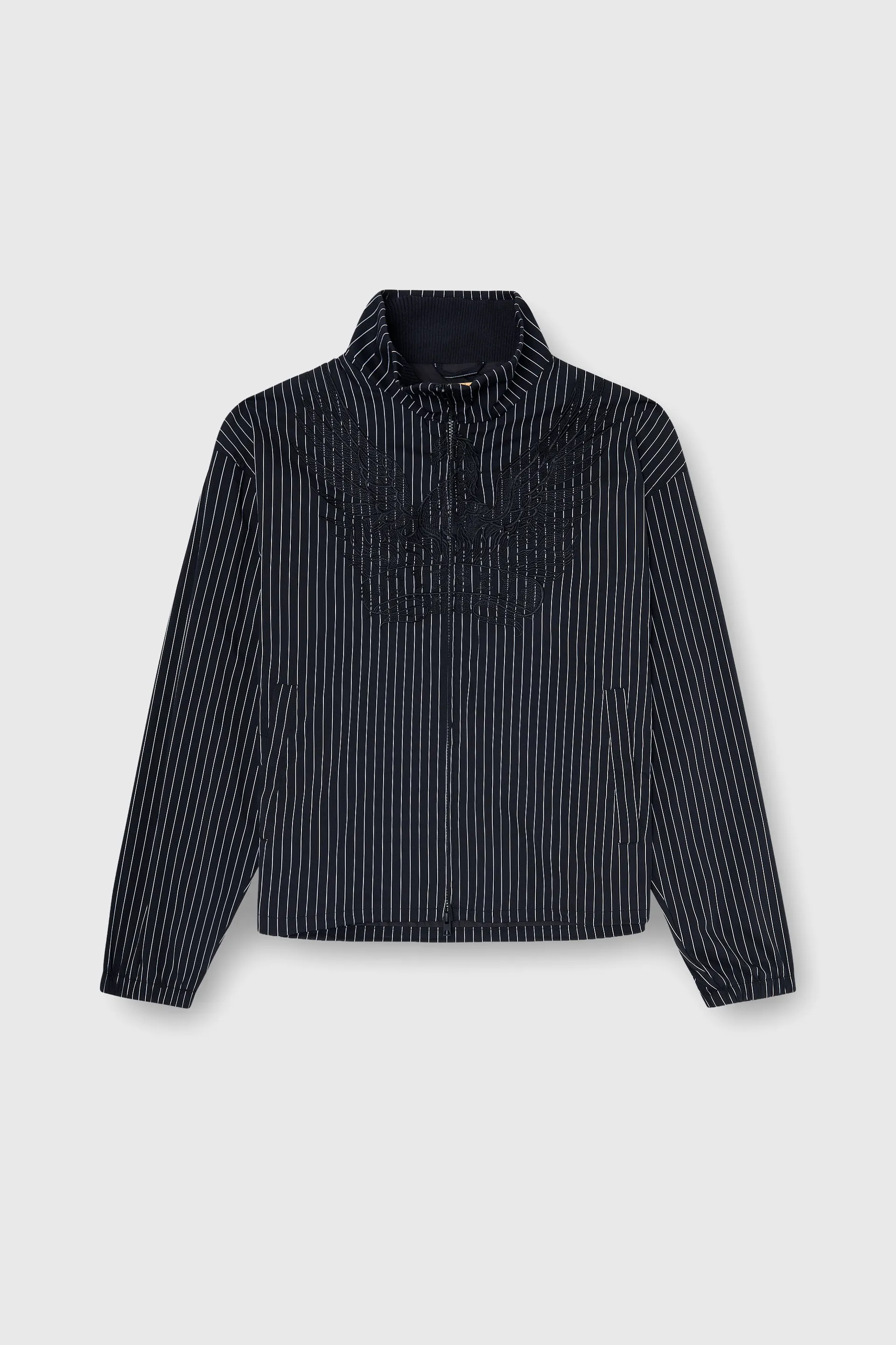 Nylon pinstripe Jacket with Phoenix embroidery