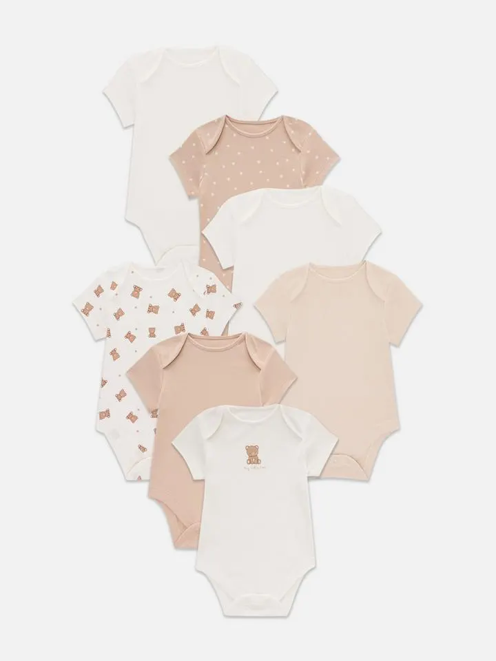0–36 mois | Lot de 7 bodys à manches courtes