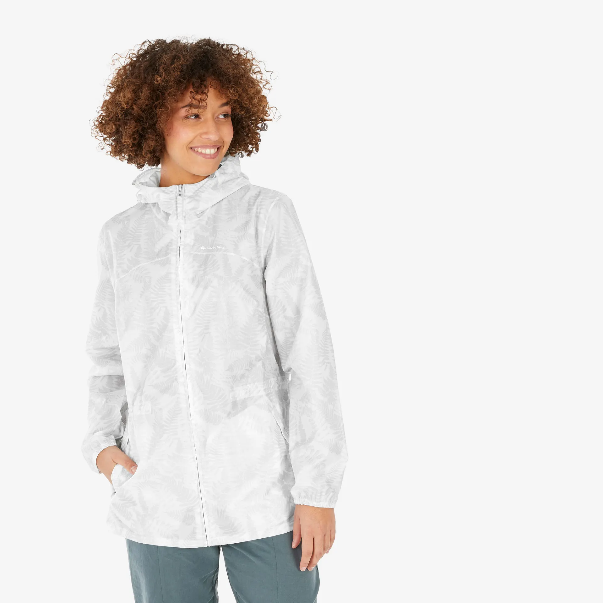 QUECHUA Dámská turistická bunda větruodolná vodoodpudivá Raincut Full Zip