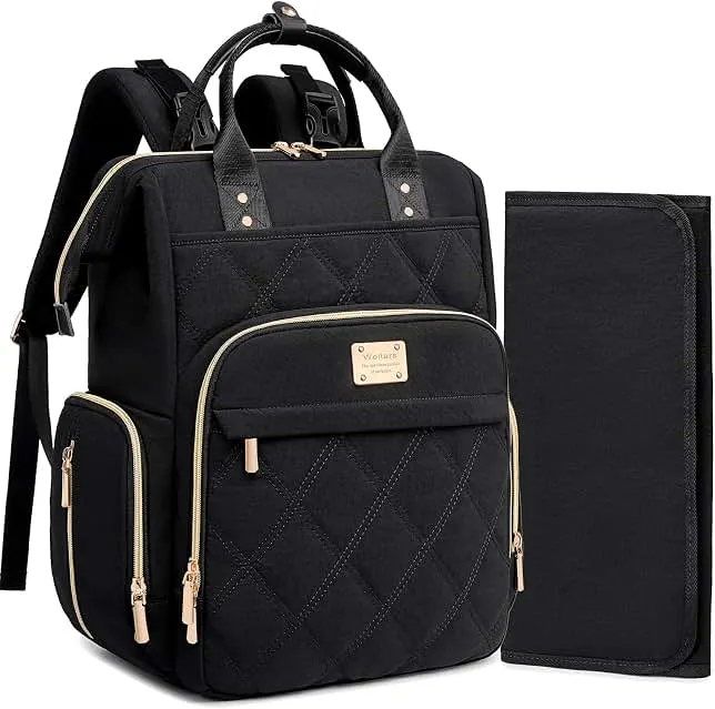 Weitars Diaper Bag Backpack Large Baby Diaper Bag with Changing Pad Black | Travel Diaper Backpack, Baby Bag…
