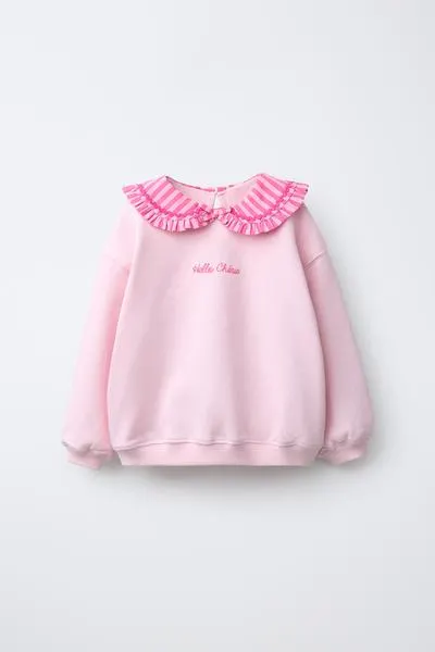 PETER PAN COLLAR SWEATSHIRT WITH RICKRACK TRIM