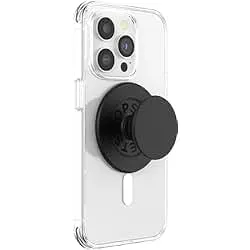 PopSockets Phone Grip for MagSafe with Kickstand, Magnetic Stand, Swappable Top, Secure Hold for iPhone MagSafe Cases, Phone & Tablet Grip - Plant Based - Black