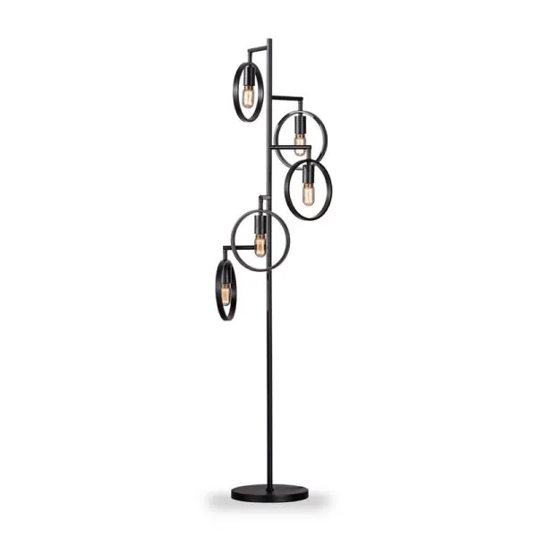 Vloerlamp Girare zwart metaal 5-lichts