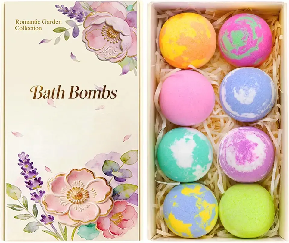 Bath Bomb Gift Set for Women, 8 Pac Bath Bombs for Girls, Natural Bubble Bathbombs with Essential Oils, Self Care Gifts, Relaxation Spa Gift Basket,Birthday, Mothers Day Gifts for Mom, Wife,