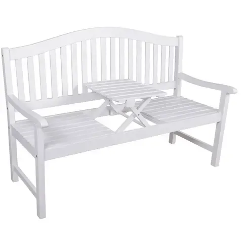 2-Sitzer Gartenbank SINGAPUR - white washed - hochklappbarer Tisch