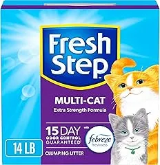 Fresh Step Clumping Cat Litter, Multi-Cat, Long Lasting Odor Control Kitty Litter with Activated Charcoal, Low Dust Formula, 14 lb Fresh Step Clumping Cat Litter, Multi-Cat, L…