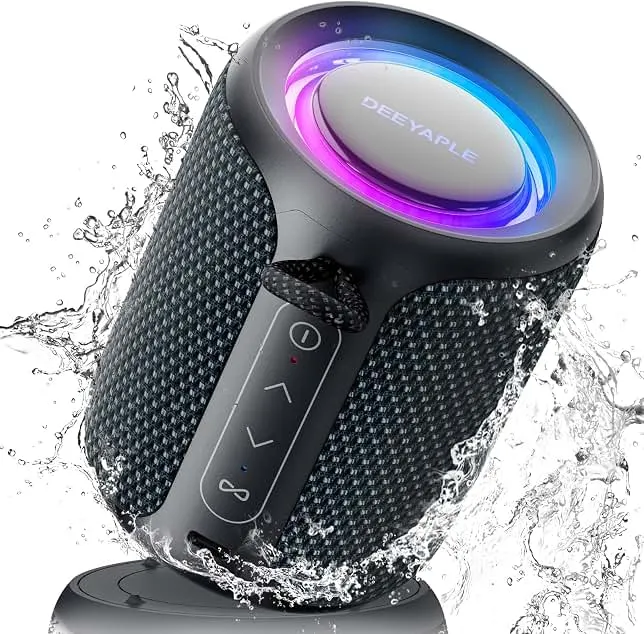 Bluetooth Speaker Wireless,IP67 Waterproof & Dustproof Portable Speaker with Lights,15W Loud Stereo Sound, 2500mAh Battery All Day Playtime, TWS Pairing, BT5.3, Home/Party/Ou…