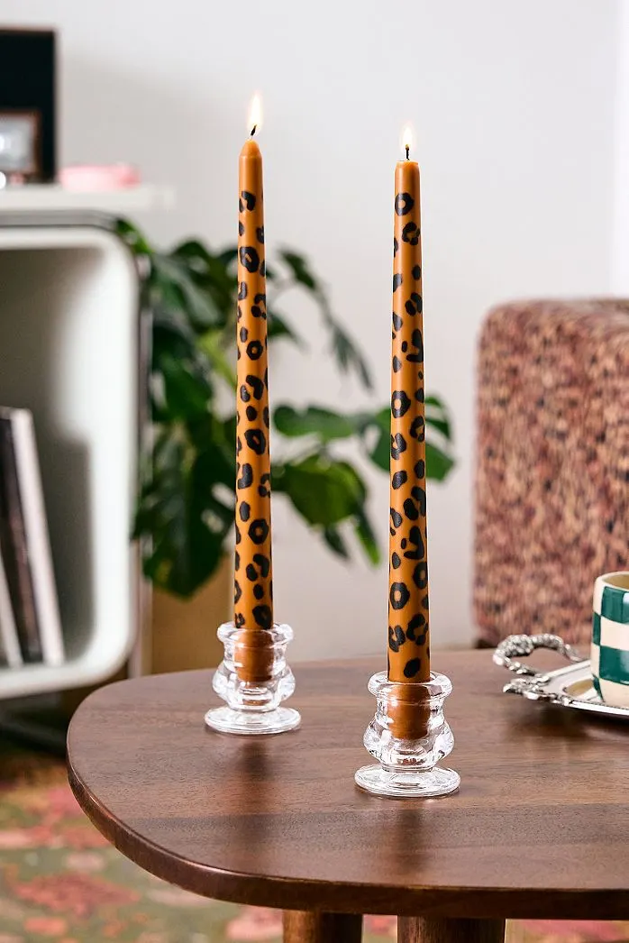 Candele Affusolate Leopardate Confezione da 2