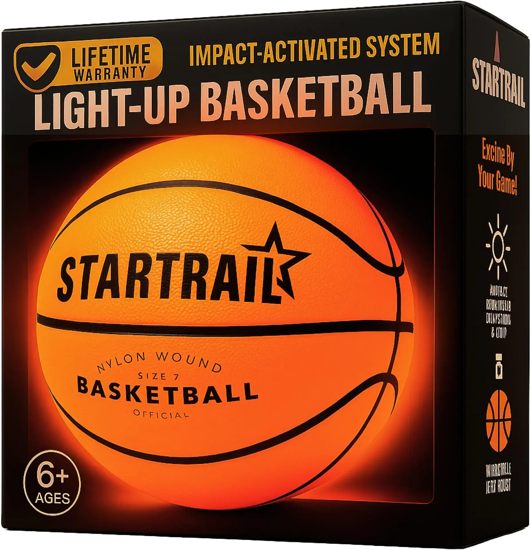 Light-Up Basketball | Glow in the Dark LED Ball Size 7, Official Size & Weight | Glowing, Lighted Sports Gift for Kids & Youth | Coolest Things for Boys & Girls | Toys for 8+ Year Old Kids