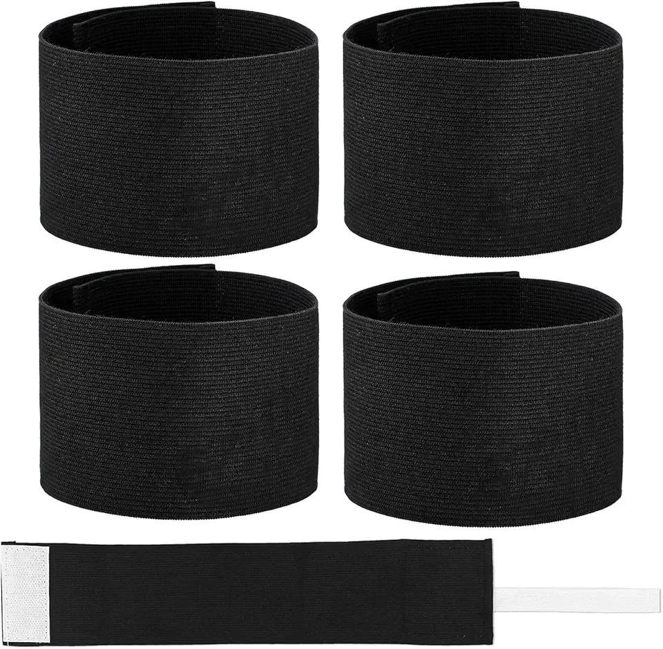 4 Pcs Black Arm Bands Elastic Arm Band Adjustable Leader Captain Bands Soccer Sport Armband for Volleyball Basketball Team