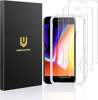 UNBREAKcable Shatterproof Tempered Glass Screen Protector for iPhone SE 2022/SE 2020, iPhone 8/7 [3-Pack] [99.99% HD Clear] [Easy Installation Frame] [9H Hardness][Bubble Free] for Apple 4.7'' UNBREAKcable Shatterproof Tempered Glass Screen Prote…