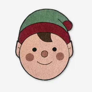 Felpudo navideño Elfo 65x50 cm | Fibra de coco, antideslizante y duradero