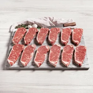 Rastelli's USDA Choice Black Angus NY CC Strip Steak (12/10 Oz. Per Steak), 12 Total Count, 7.5 Lbs. Total