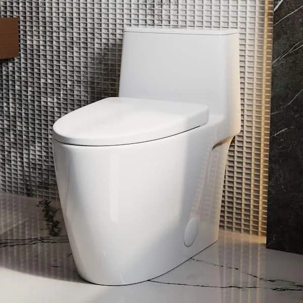 Los Flexi 1-​Piece Toilet 17.​3 in ADA Comfort Height, Elongated White Toilet Bowl, 1.​0/​1.​28 GPF Rimless Cyclone Dual Flush