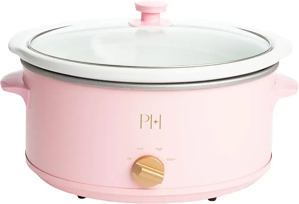 6-Quart Manual Slow Cooker, Features Three Settings (Low, High, Warm), Naturally Nonstick and Dishwasher Safe Stoneware Insert, Family Sized Capacity, Pink