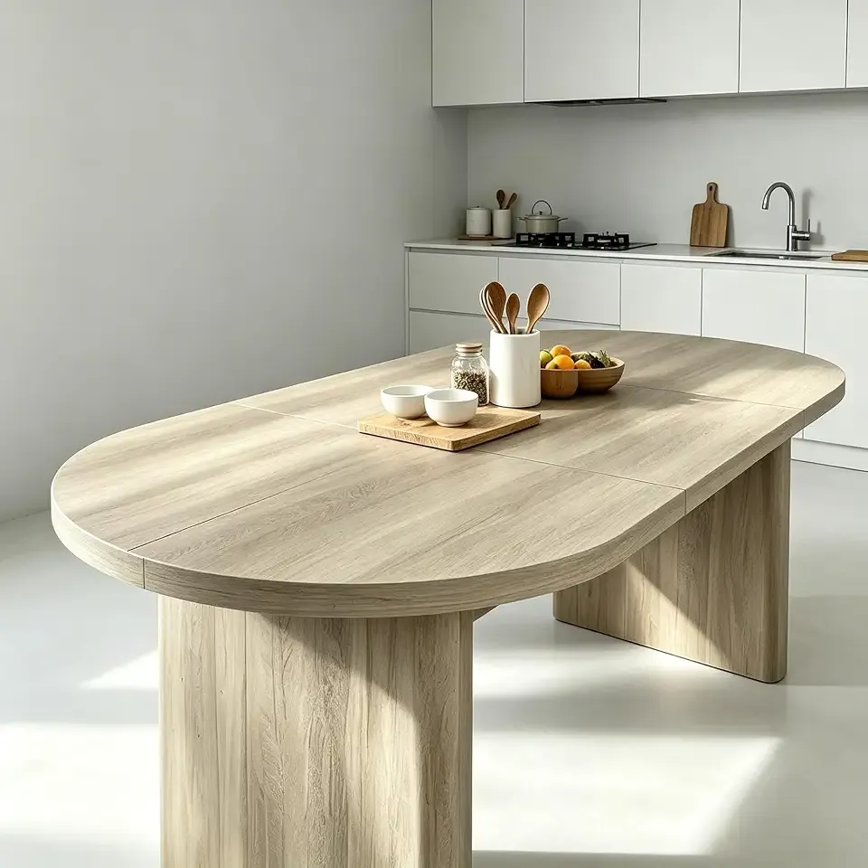 IDEALHOUSE 70.8" Oval Dining Table for 4-8, Wood Kitchen Table with Double Pedestal Base, Spacious Dining Room Table for Kitchen, Living Room, Reception Area, Natural Finish, Retro Gray