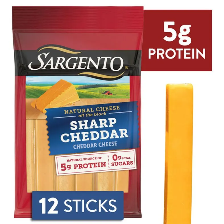 Sargento Sharp Cheddar Natural Cheese Sticks, 12-Count