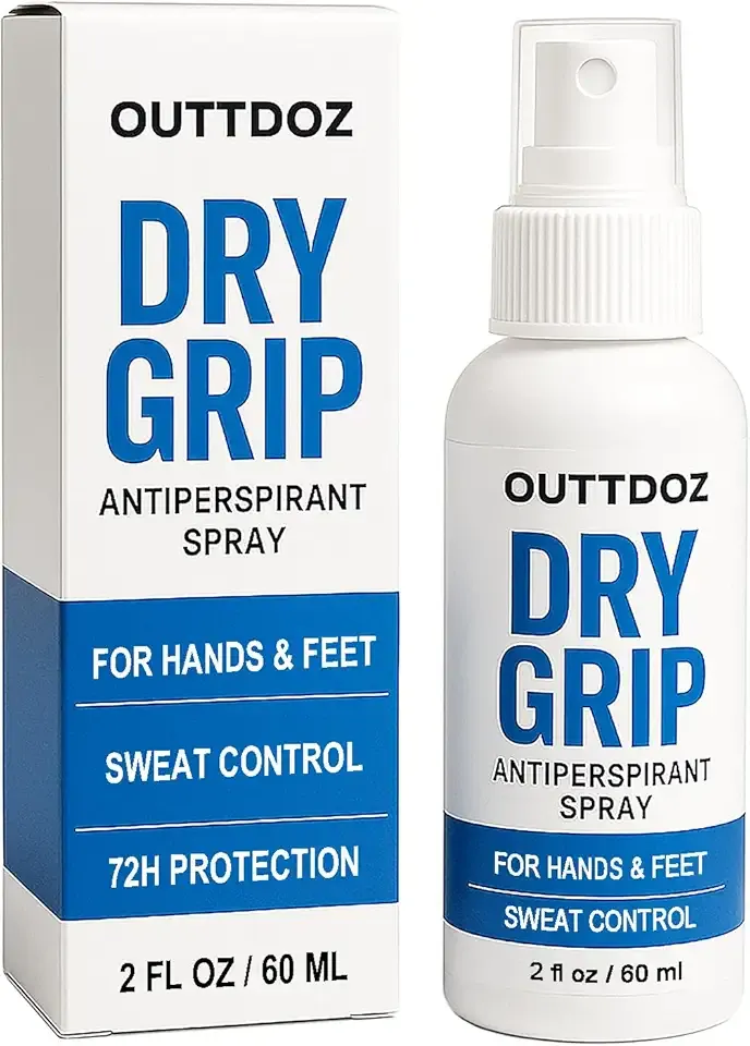 DryGrip Antiperspirant Spray for Sweaty Hands & Feet, 15% Aluminum Chloride, Fragrance-Free Hand & Foot Sweat Control for Sports, Work & Everyday Use