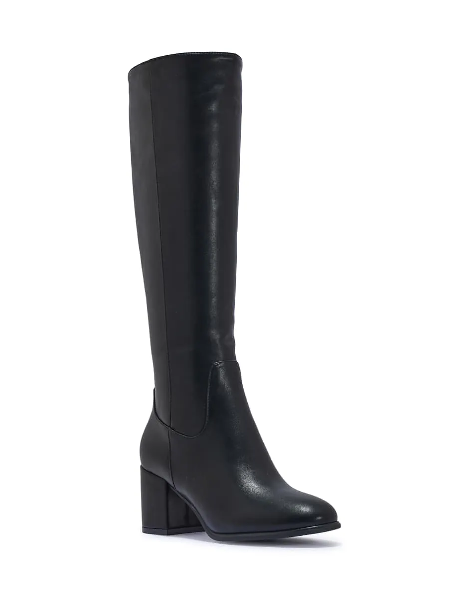 SEQWL Knee high boots with zip fastening comfortable casual shoes in black