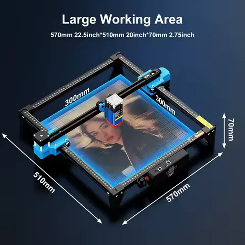 New TwoTrees TTS-55/TTS-10 Pro Laser Engraver/Cutter 445nm, 300x300mm, 0.1mm Precision, WiFi/USB/Offline, MAC/Win, Safe Design 