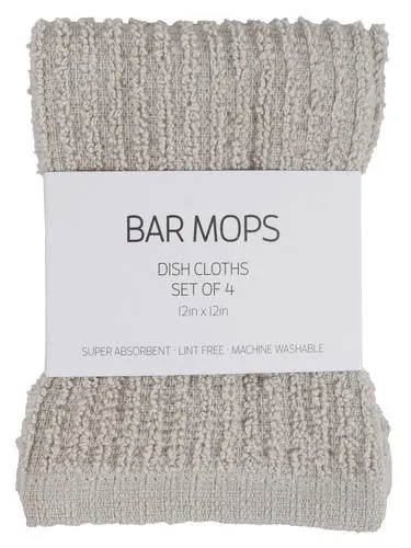 Set of 4 Bar Mop Dish Cloth - Gray