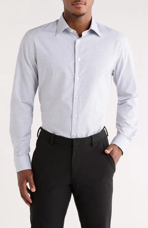 Trim Fit Check Premium Non Iron Cotton Dress Shirt (Regular, Big & Tall)