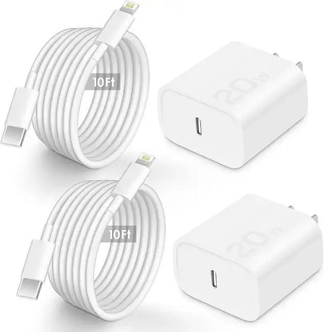 AISNI i-Phone 14 13 Fast Charger Block with 10 Foot Lightning Cable 20W PD USB C Wall Charger i Phone Charger 10 ft Fast Charging Compatible with iP14 Plus/14/13/12/11 Pro Max/XSMax (2Pack White)