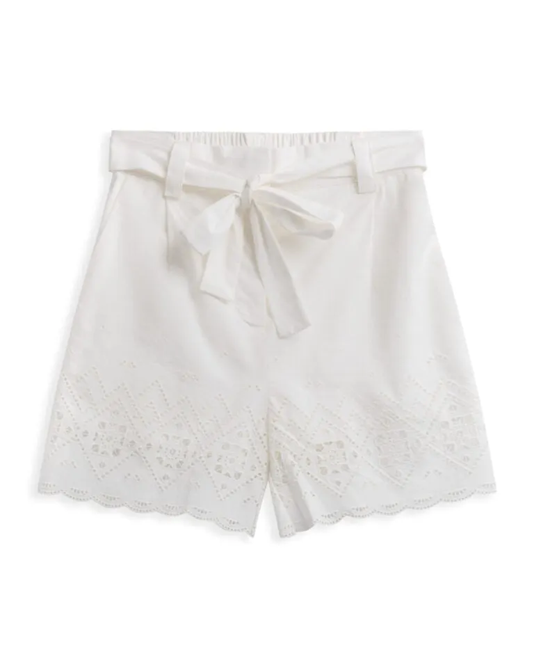 Bianca Embroidered High-Waisted Shorts - Hvit