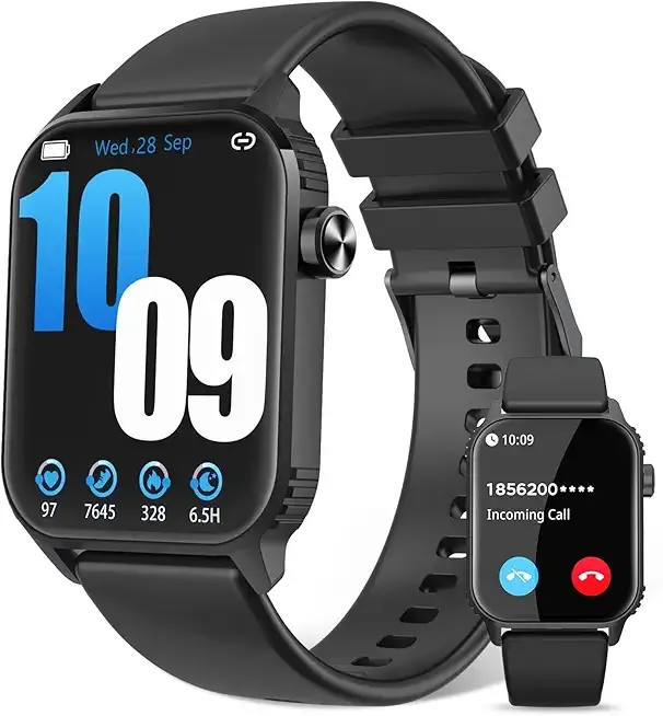 Smart Watch for Men, 120+ Sports Modes Smartwatch with 1.83" HD Touchsreen, Sleep Monitor, IP67 Waterproof, Bluetooth Call & Music Control Fitness Watch for iPhone/Android Black