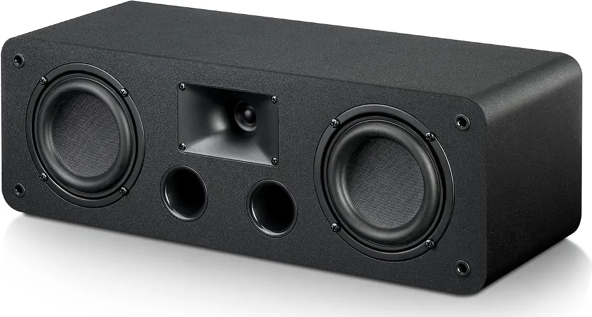 Saiyin Center Channel Speaker Dual 4-inch Woofers and Silk Tweeter | Crystal-clear Dialogue for Home Theater. 8Ω,Passive Speakers, Wall Mount,Single