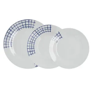 Vajilla Porcelana 18 Piezas - 6 Personas Quid Kansas - Azul Apto Microondas