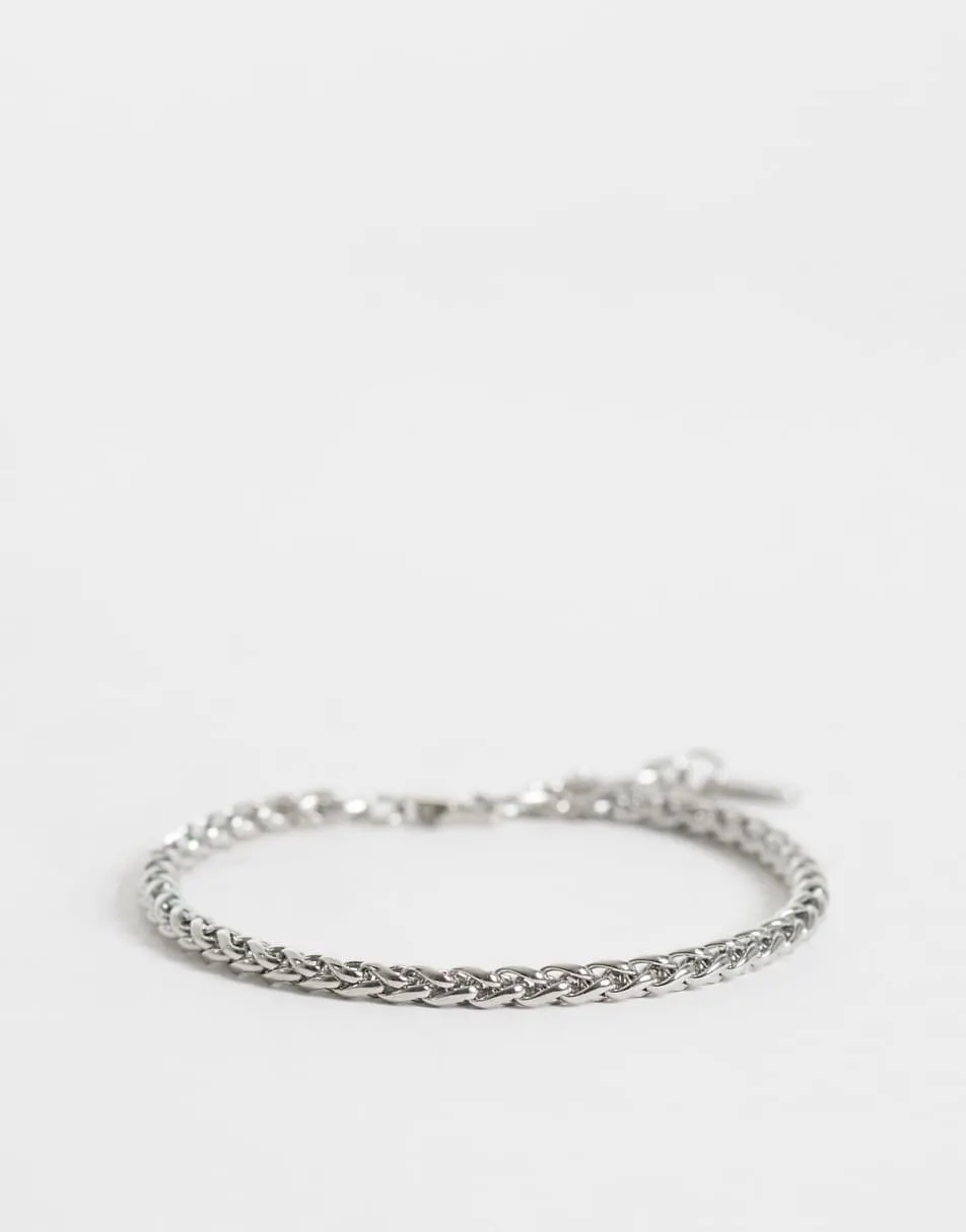 ASOS DESIGN waterproof stainless steel link chain bracelet in silver