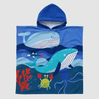 Tudo Home Kids Big Blue Hooded Beach Towel